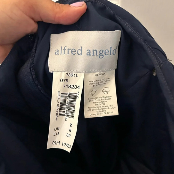 Alfred Angelo 7361L Draped Long Bridesmaid Dress - Picture 4 of 4